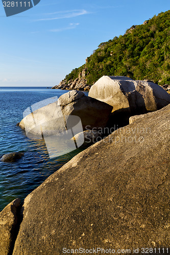 Image of stone in thailand kho tao bay abstract of a blue l 