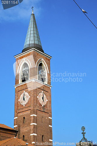 Image of varano  in  italy   the   wall  and church tower bell sunny day 