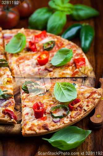 Image of Hot chili pizza with jalapenos