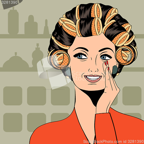 Image of Woman with curlers in their hair