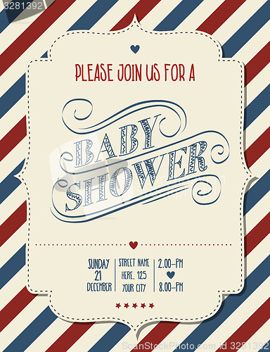 Image of baby shower invitation in retro style