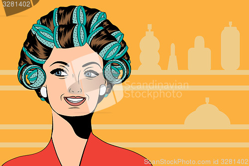 Image of Woman with curlers in their hair