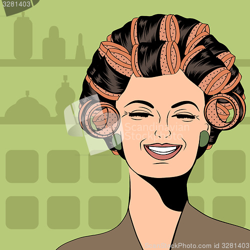 Image of Woman with curlers in their hair