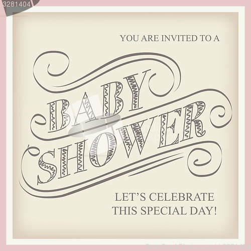 Image of baby shower invitation in retro style