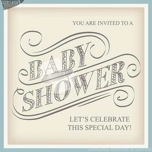 Image of baby shower invitation in retro style