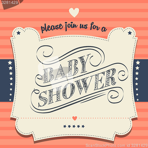 Image of baby shower invitation in retro style