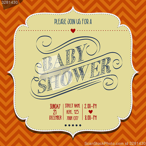 Image of baby shower invitation in retro style