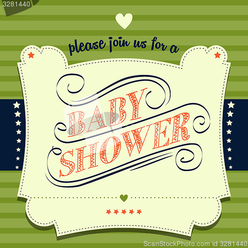 Image of baby shower invitation in retro style