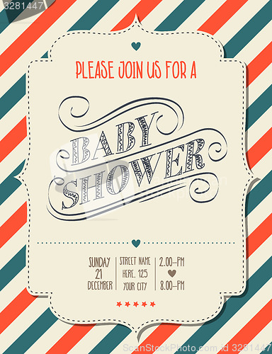 Image of baby shower invitation in retro style