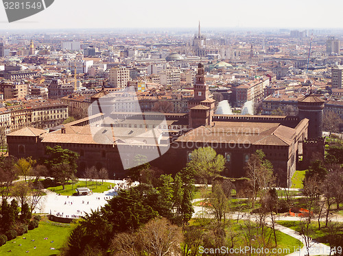 Image of Retro look Milan aerial view