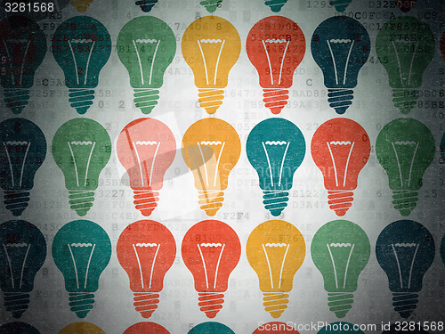 Image of Business concept: Light Bulb icons on Digital Paper background