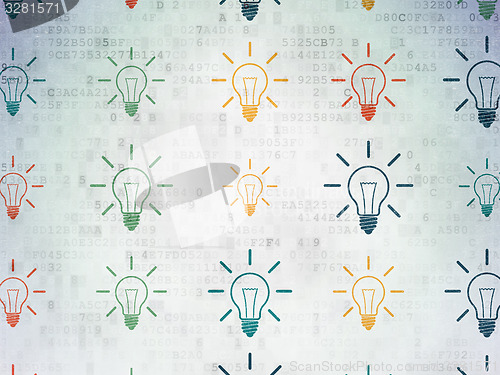 Image of Business concept: Light Bulb icons on Digital Paper background