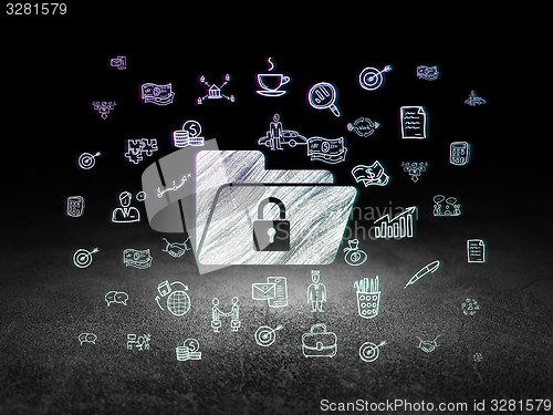 Image of Finance concept: Folder With Lock in grunge dark room