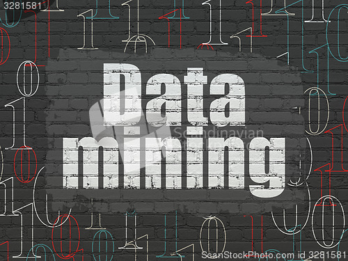 Image of Data concept: Data Mining on wall background