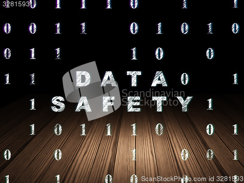 Image of Data concept: Data Safety in grunge dark room