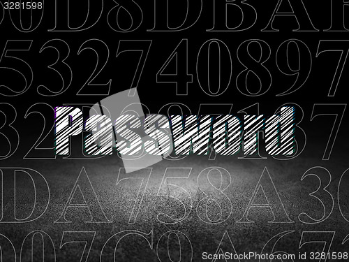 Image of Safety concept: Password in grunge dark room