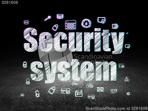 Image of Privacy concept: Security System in grunge dark room