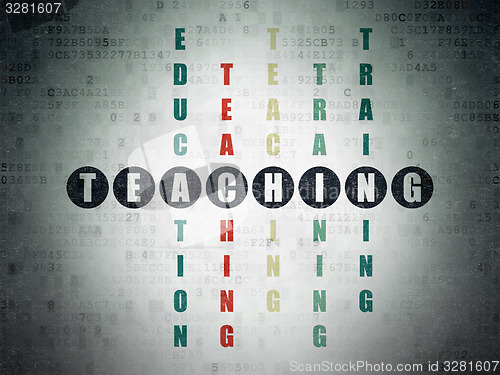 Image of Studying concept: word Teaching in solving Crossword Puzzle
