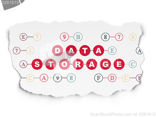 Image of Data concept: Data Storage on Torn Paper background