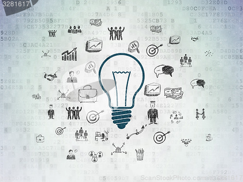 Image of Business concept: Light Bulb on Digital Paper background
