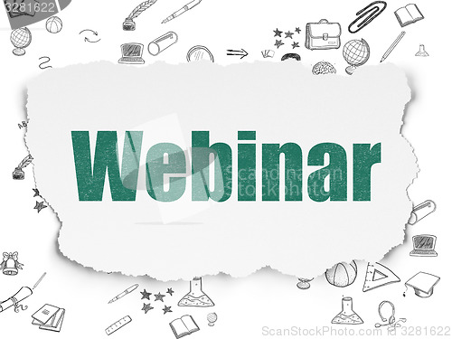 Image of Studying concept: Webinar on Torn Paper background