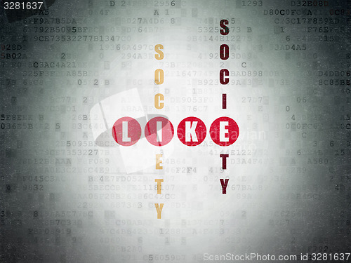 Image of Social network concept: word Like in solving Crossword Puzzle