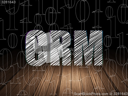 Image of Business concept: CRM in grunge dark room