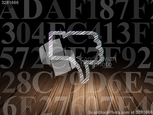 Image of Social media concept: Thumb Down in grunge dark room