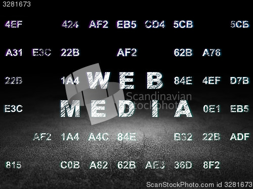 Image of Web development concept: Web Media in grunge dark room