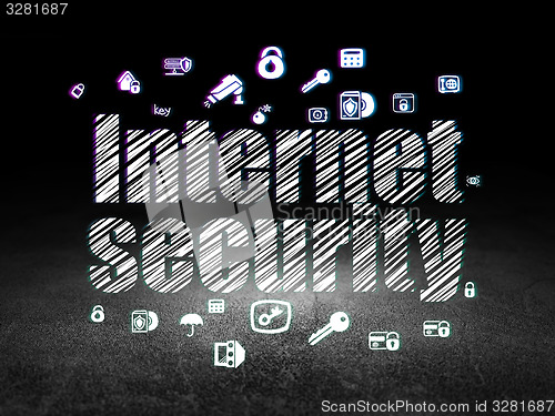 Image of Safety concept: Internet Security in grunge dark room