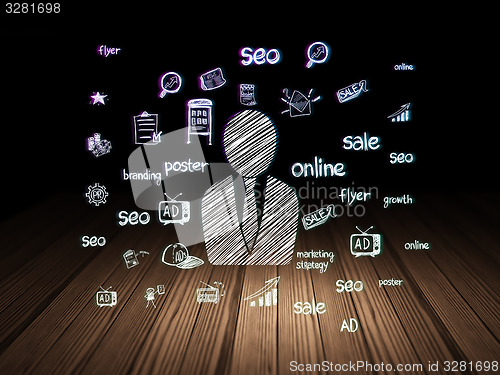 Image of Advertising concept: Business Man in grunge dark room