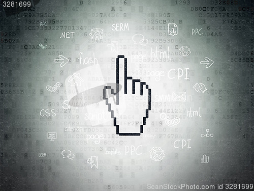 Image of Web development concept: Mouse Cursor on Digital Paper background