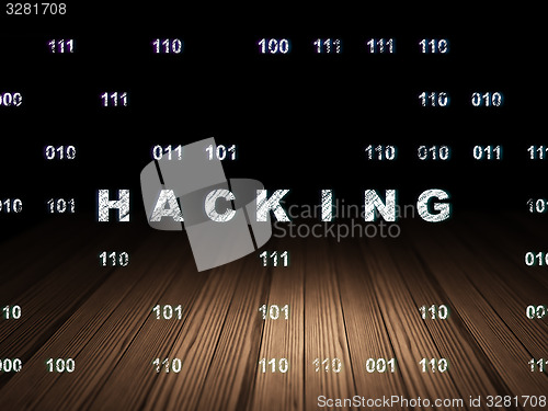 Image of Safety concept: Hacking in grunge dark room