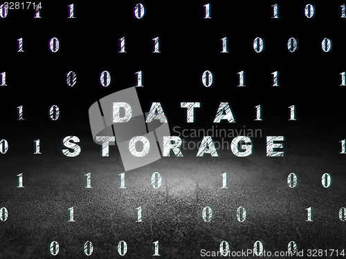 Image of Information concept: Data Storage in grunge dark room