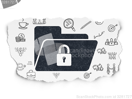 Image of Finance concept: Folder With Lock on Torn Paper background