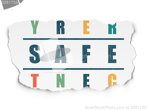 Image of Privacy concept: word Safe in solving Crossword Puzzle