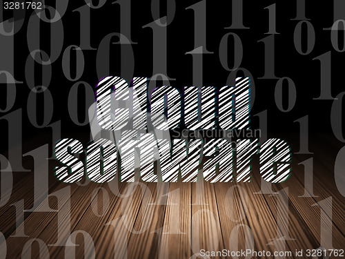 Image of Cloud computing concept: Cloud Software in grunge dark room