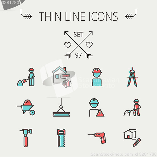 Image of Construction thin line icon set