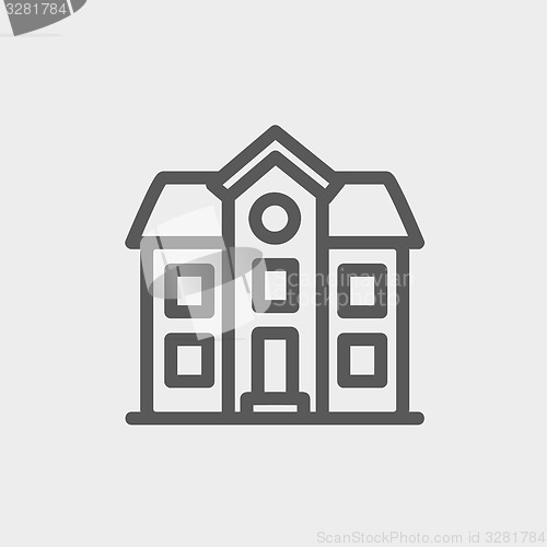Image of Two storey house building thin line icon
