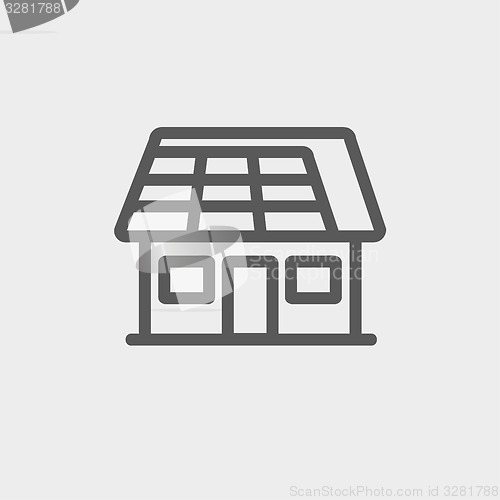 Image of House with solar panel thin line icon