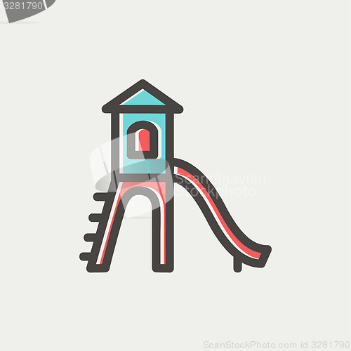 Image of Playhouse with slide thin line icon