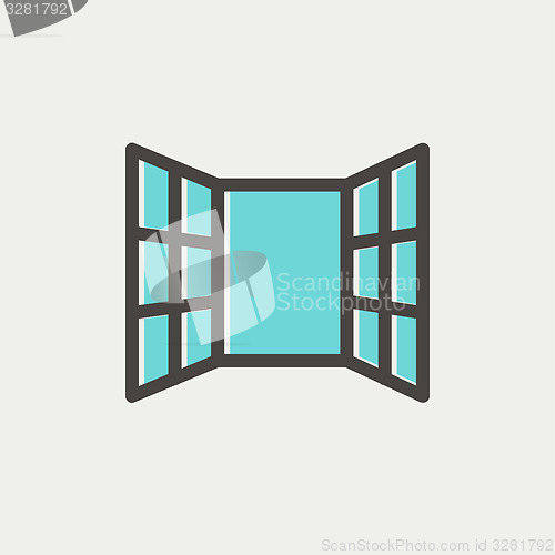 Image of Open windows thin line icon