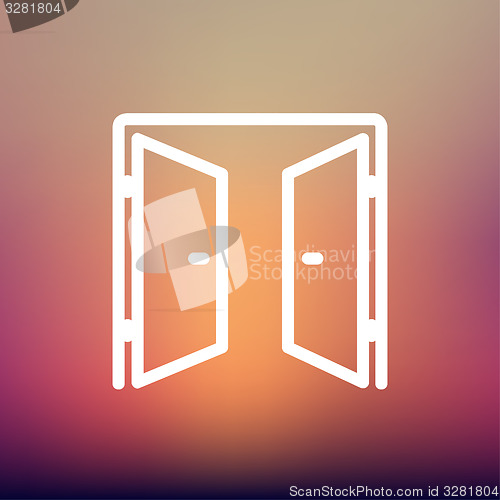 Image of Two doors thin line icon