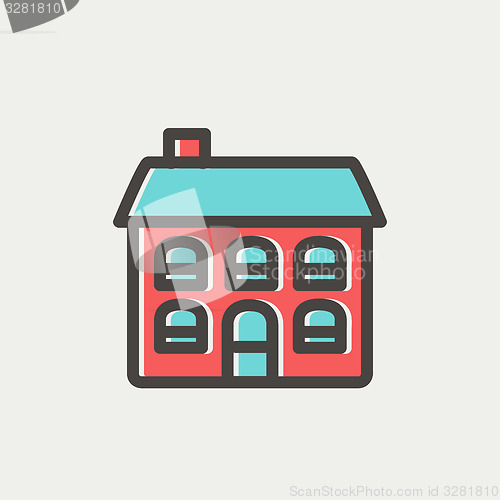 Image of Retro flat house thin line icon