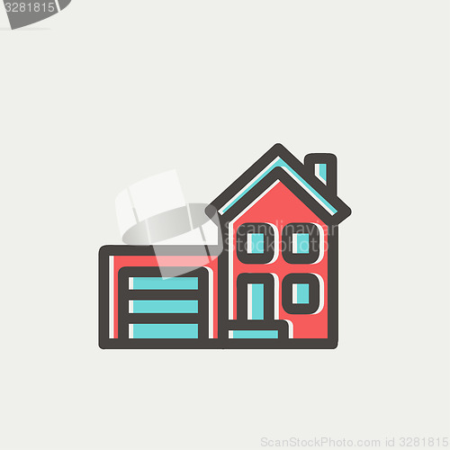 Image of Home and garage thin line icon