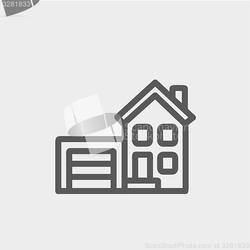 Image of Home and garage thin line icon