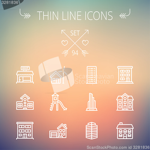 Image of Construction thin line icon set