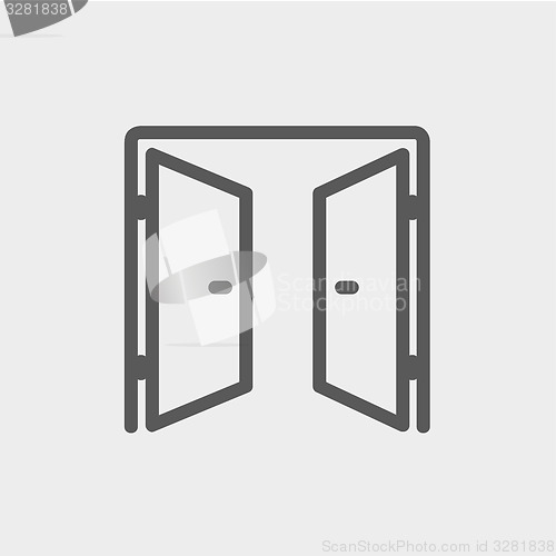 Image of Two doors thin line icon