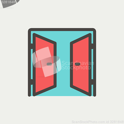 Image of Two doors thin line icon