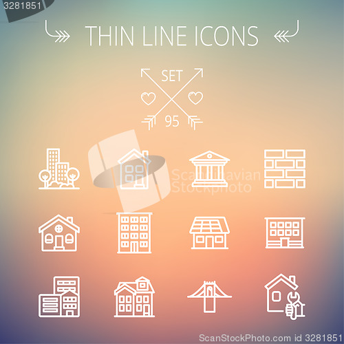 Image of Construction thin line icon set